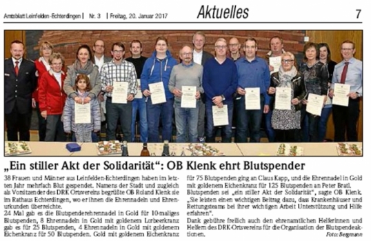 Blutspenderehrung